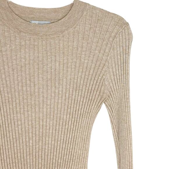 ASOS Womens Size 12 Tan Ribbed Cropped Sweater Long Sleeve Crewneck - Picture 3 of 8
